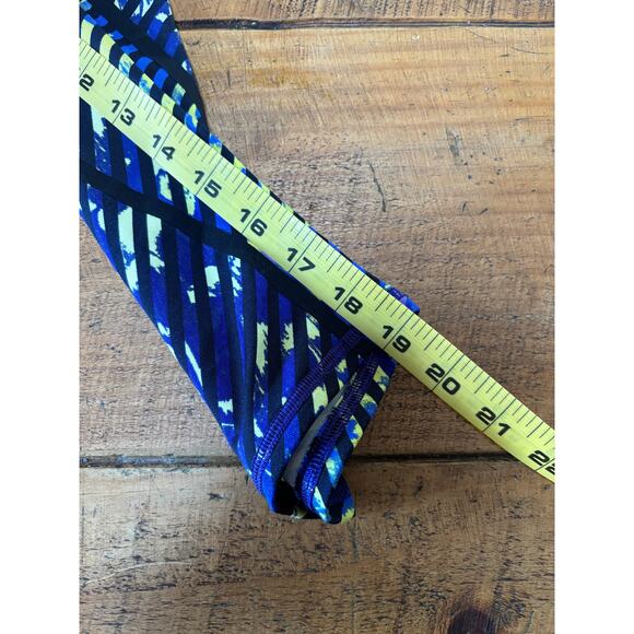 Athleta Womens Radical Stride Capri Leggings Blue Yellow Zip Pocket Size Small - Picture 5 of 8